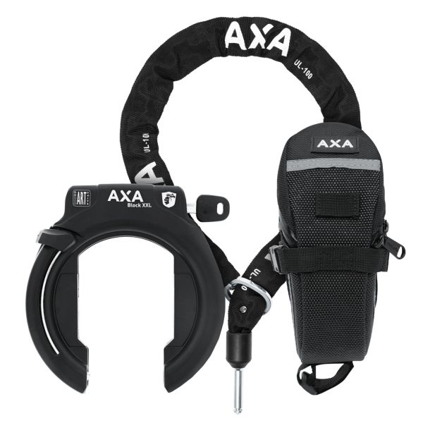 Axa XXL Black Ring Lock + Saddle Bag + Ulc100 halskæde