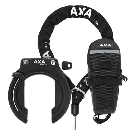 Axa XXL Black Ring Lock + Saddle Bag + Ulc100 halskæde