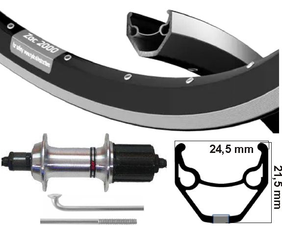 Kgs baghjul 26 tommer (559) zac2000 sort sølv 8-10 gear dropout