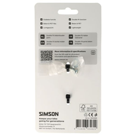 Simson flaske og flaskeholder dobbelt pasform blank sort