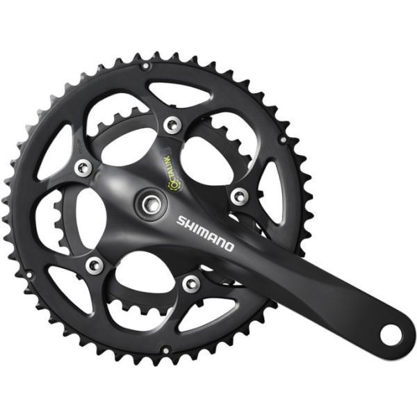 Shimano kranksæt 2 x 9 speed road fc-rs345 - 175 50-34t octalink - sort