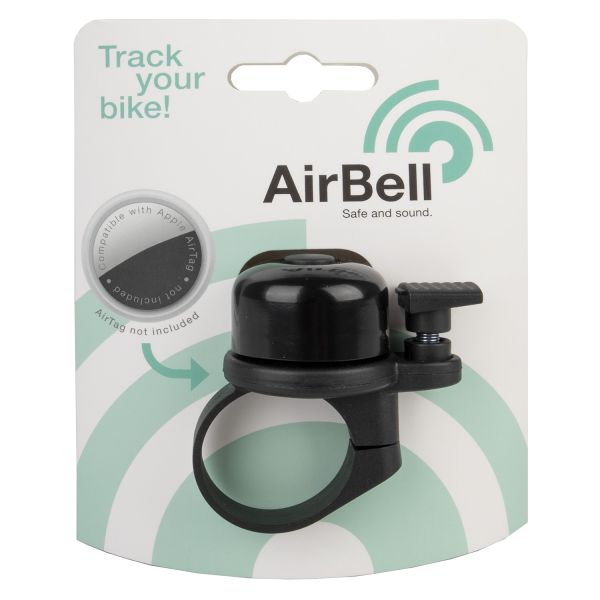 Airbell Bicycle Bell med Airtag Holder Ø31.8mm sort