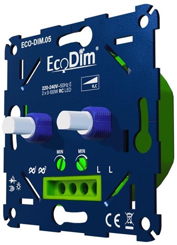 Enzo eco led dimmer duo 2-100w ecodim fase afsnijding - 4355420