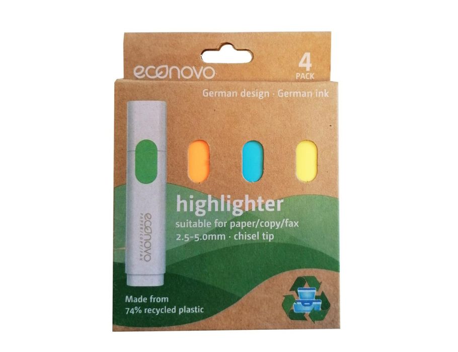 Econovo highlightere - genbrugsplastik - 4 stk