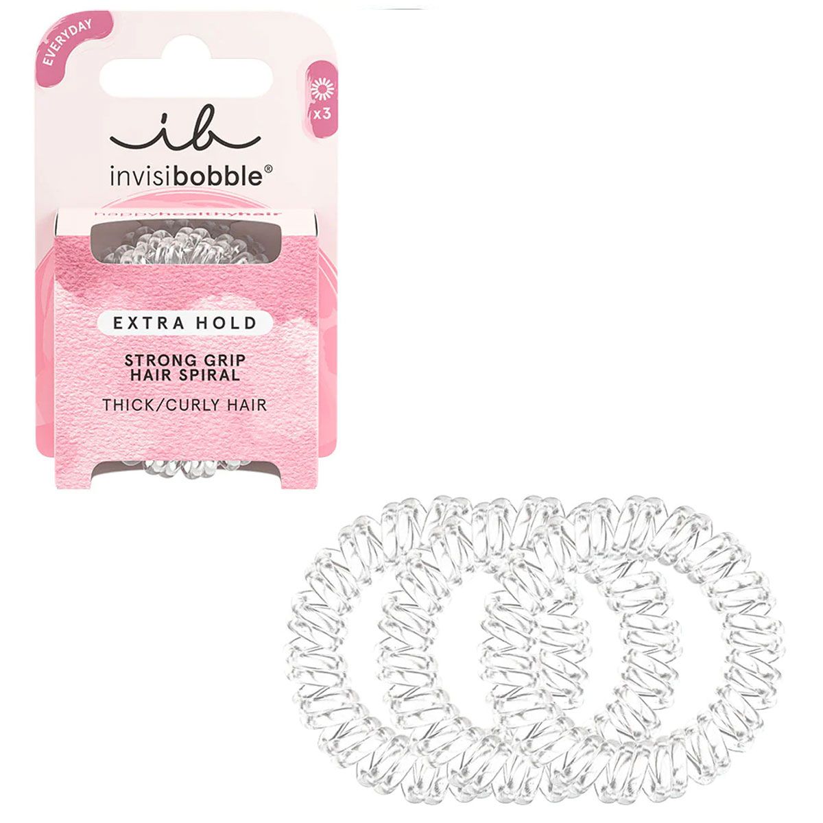 Invisibobble ekstra hold krystalklar 3 stk