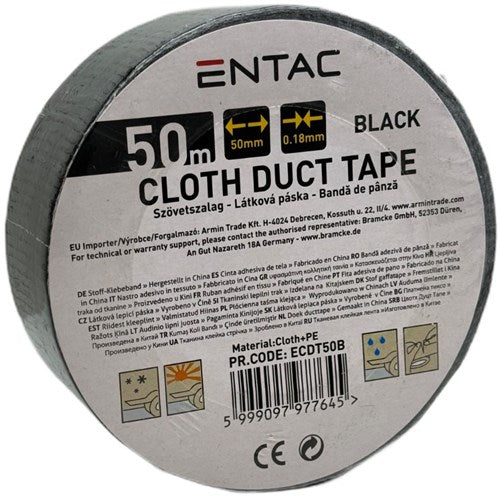 Enzo entac reparationstape 50mm rulle 50m sort - 4139544