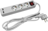 Enzo entac tcd ra 3v 1,5m ledning med 2xusb + switch hvid - 6872632