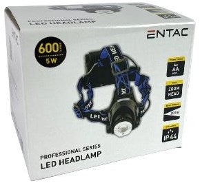 Enzo entac led forlygte zoom 5w aluminium sort 4xaa - 5700310