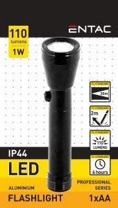 Enzo entac led lommelygte 1w aluminium sort 1xaa 5700110