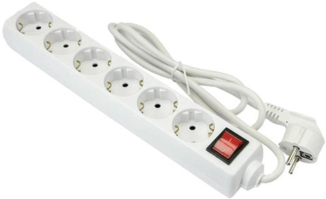 Enzo entac tcd ra 6-way 1.5 meter cord with switch white 6872010