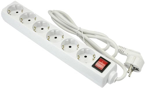 Enzo entac tcd ra 6-vejs 5 meter ledning med switch hvid 6872013