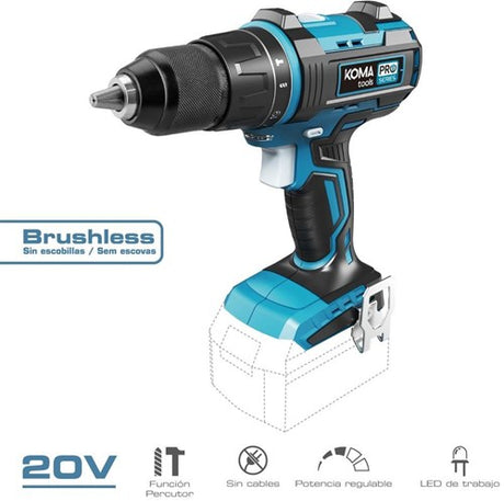 Koma tools accu boormachine | koolborstelloos | 20v | zonder accu - 6490105