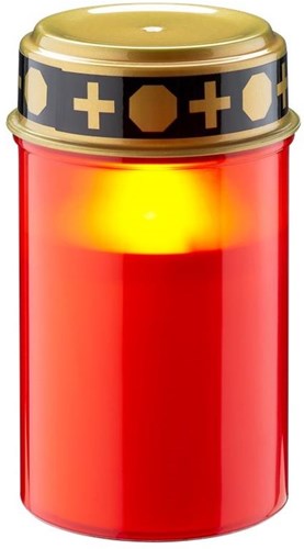 Enzo LED begravelseslys | 12cm med timer | rød (ekskl. 2xc batteri) | mindelys | gravlys | sørgelys - 5099410