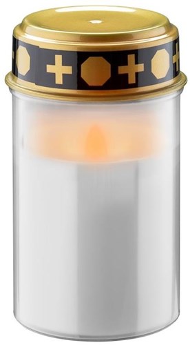 Enzo LED begravelseslys | 12cm med timer | hvid (ekskl. 2xc batteri) | mindelys | gravlys | sørgelys - 5099412