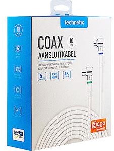 Enzo technetics koaksialforbindelseskabel 10m komplet retvinklet stik - 2075040