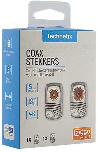 Enzo technetics sæt med 2 coax stik vinklet metal 4g - 2074010
