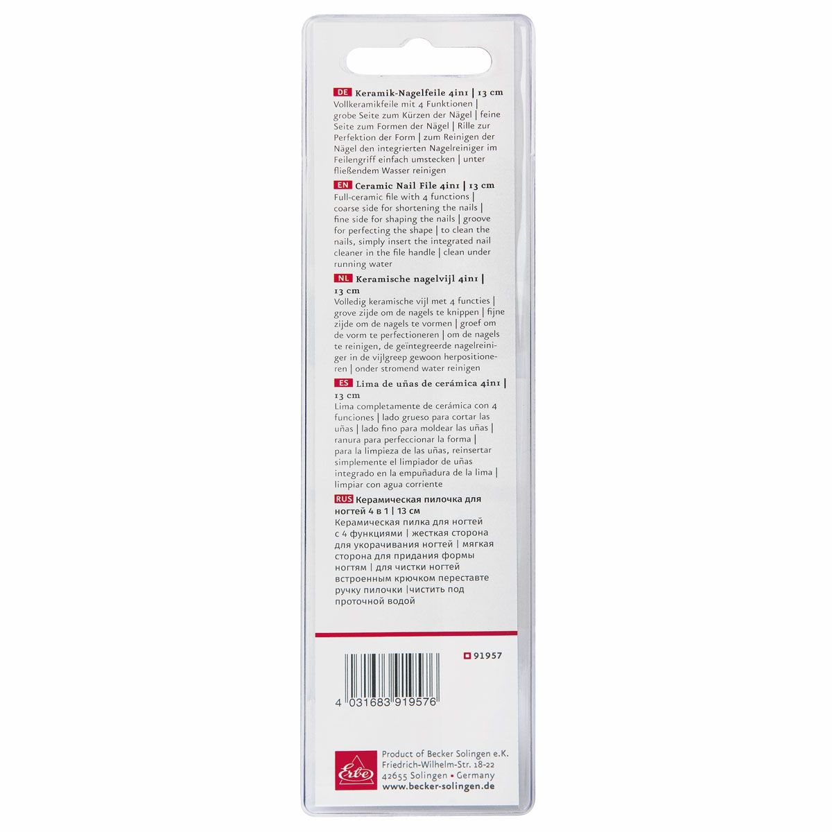 Erbe solingen keramisk neglefil 4 i 1 pastel pink (erbe91957)