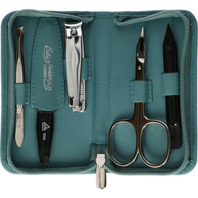 Erbe solingen 5-delt manicure etui med lynlås turkis (erbe9204)