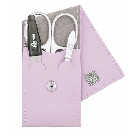 Erbe solingen 3-delt manicuretaske med trykknapper lys lilla (erbe9673)