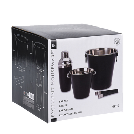Ty excellent houseware bar sæt rustfrit stål sort 4-delt