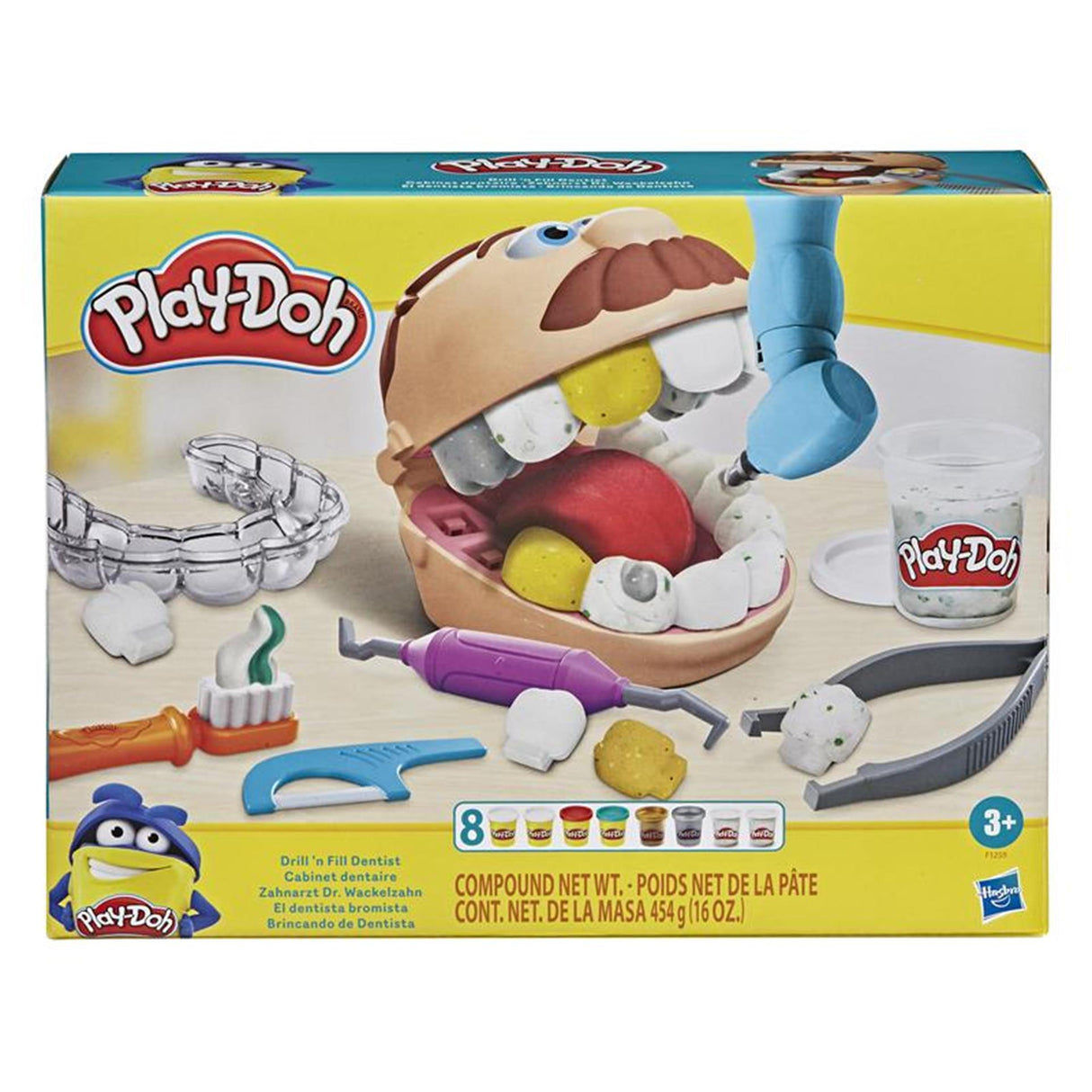 Play-doh top tandlæge legesæt - modellervoks - 8 krukker - håndværk til børn