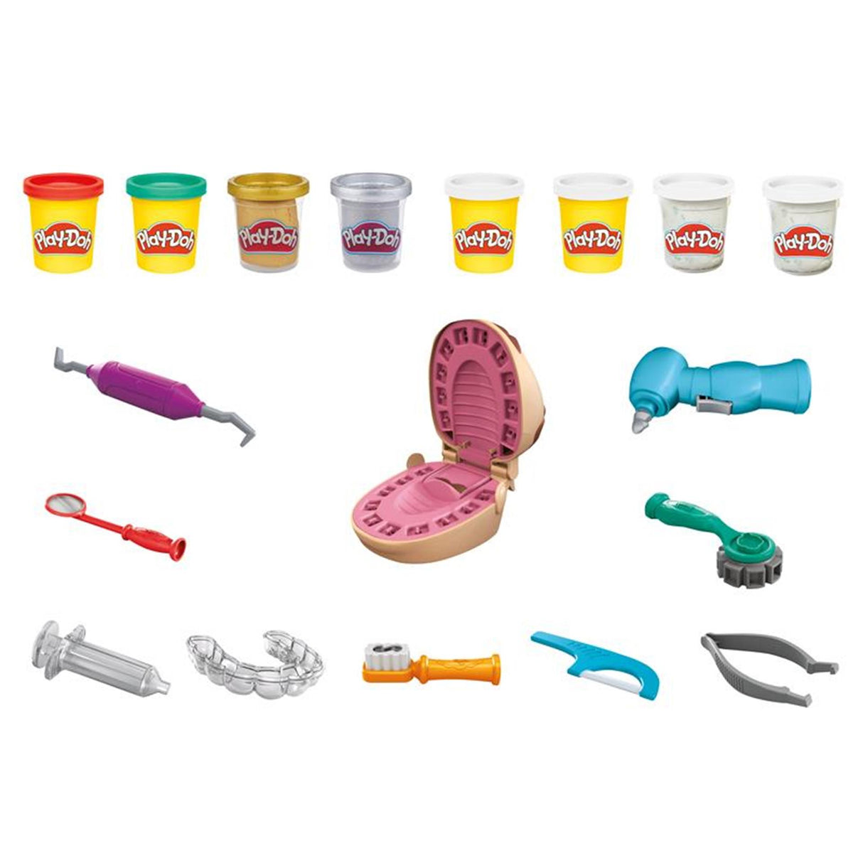 Play-doh top tandlæge legesæt - modellervoks - 8 krukker - håndværk til børn
