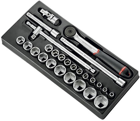 Facom modul 1 2 fatninger 6 side og skralde s.161b - l4 - mod.s161-46