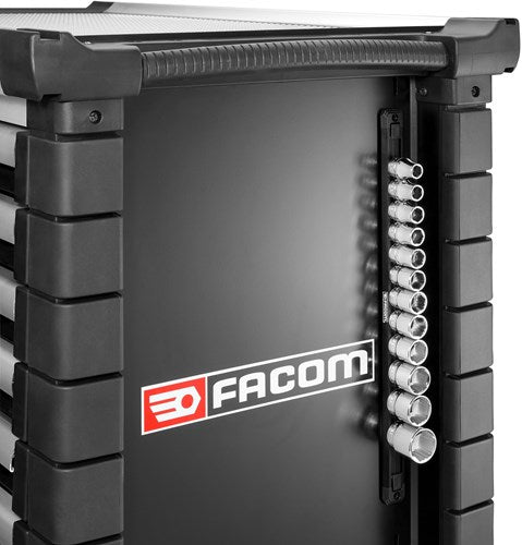 Facom ogv® fatningssæt | 1 2" 6-sidet | 12-delt på skinne - s.40egrppb