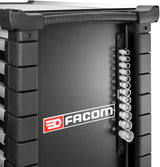 Facom ogv® fatningssæt | 1 2" 6-sidet | 12-delt på skinne - s.40egrppb
