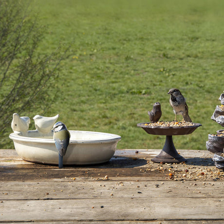 Esschert design keramisk ovalt fuglebad