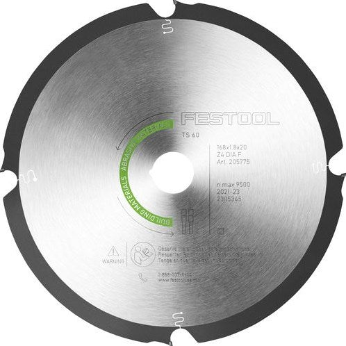 Festool tilbehør diamantrundsavklinge dia 168x1,8x20 f4 slibende materialer - 205769