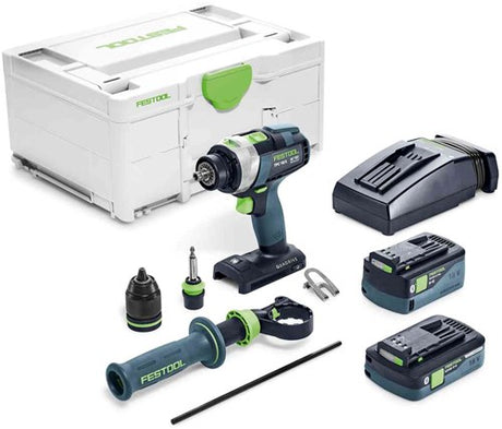 Festool tpc 18 4 5.0 4.0 i-plus | quadrive akku slagboremaskine 18v i systainer (1x 5,0ah batteri + 1x 4,0ah batteri + TCL 6 hurtigoplader) - 577651