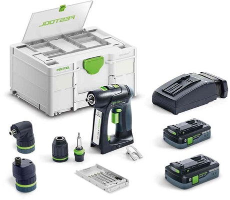 Festool akku boremaskine c 18 hpc 4.0 i-set (2x 4.0ah batteri + oplader) - 577617