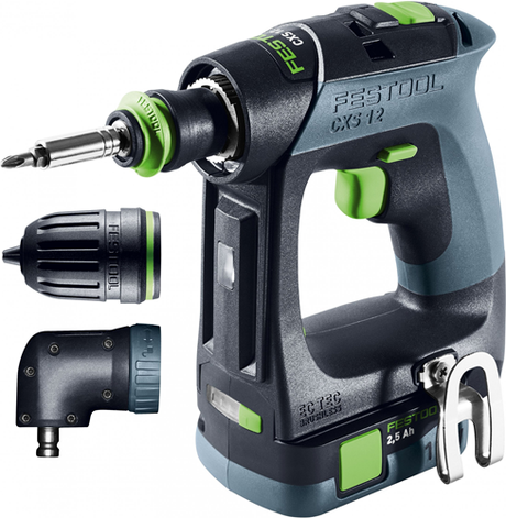 Festool cxs 12 2,5 sæt | akku bore-/skruemaskine 12v i systainer (2x 2,5ah batteri + TCL 6 hurtigoplader) - 576865