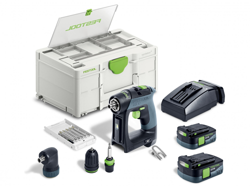 Festool cxs 12 2,5 sæt | akku bore-/skruemaskine 12v i systainer (2x 2,5ah batteri + TCL 6 hurtigoplader) - 576865