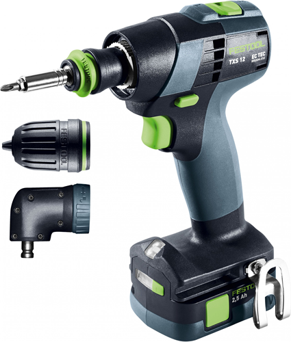 Festool akku boremaskine txs 12 2,5 sæt (2x 2,5ah batteri + oplader) - 576874