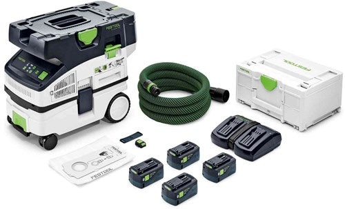 Festool ctlc mini i-plus | cleantec batteristøvsuger 2x18v 10l l-klasse (2x 5.0ah batteri + oplader) - 577670