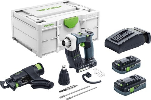 Festool dwc 18-4500 hk 4.0 i-plus | duradrive batteri skruetrækker 18v 4500rpm i systainer sys3 m 187 (2x 4,0ah batteri + oplader) - 576502