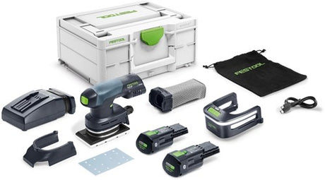 Festool rtsc 400 3.0 i-plus | batteri orbital sander 18v i systainer (2x 3.0ah batteri + TCL 6 hurtigoplader) - 578931