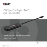 Club 3D USB-C til Triple HDMI MST Hub 4K60Hz Adapter (sort)
