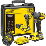 Stanley v20 18v børsteløs slagdriver (gul sort, etui, 2 batterier og oplader inkluderet)