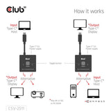 Club 3D USB-C tovejs video + data + PD switch USB switch (sort)