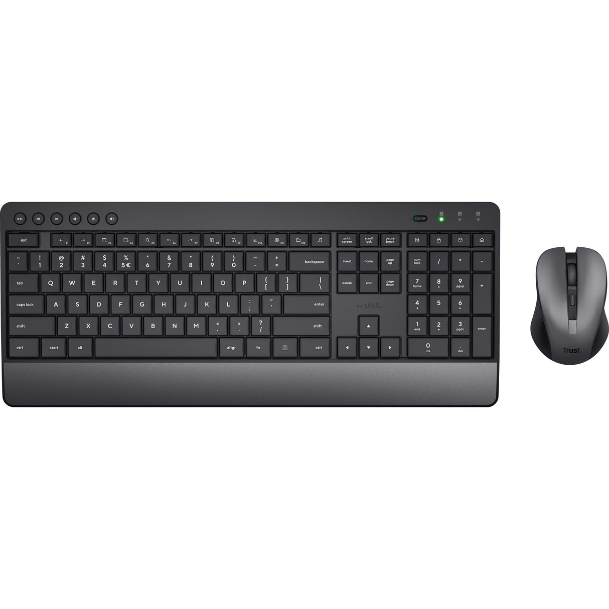 Trust trezo comfort trådløst tastatur og mus sæt desktop sæt (sort, us layout (qwerty), 100%)