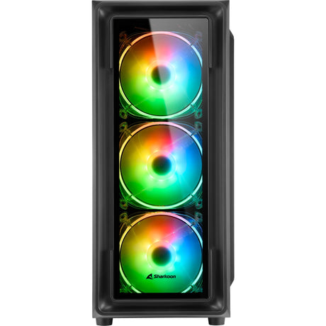 Sharkoon tk4 rgb midi tårnhus (sort | 4x usb-a | rgb | hærdet glas)