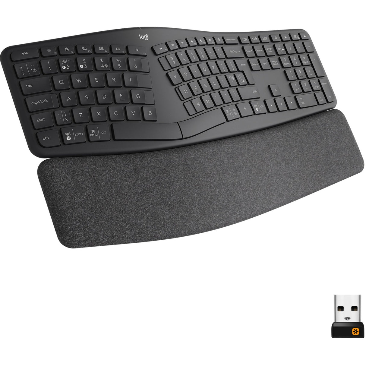 Logitech k860 ergo tastatur (sort, 100%, bluetooth, us international iso)