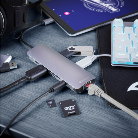 Sharkoon USB 3.0 Type C Combo Adapter Docking Station (mørkegrå)