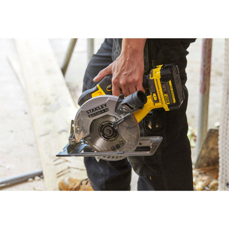 Stanley fatmax v20 18v håndrundsav (gul sort, kuffert, 2 batterier (2,0ah) og oplader (4a) inkluderet)