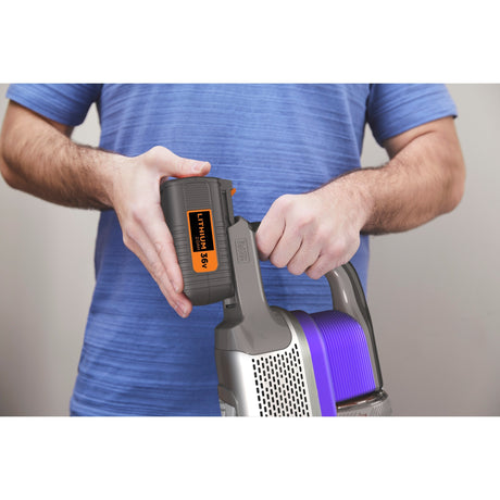 Black+decker 36v 4-i-1 power-serien ekstrem pet stick støvsuger (lilla)