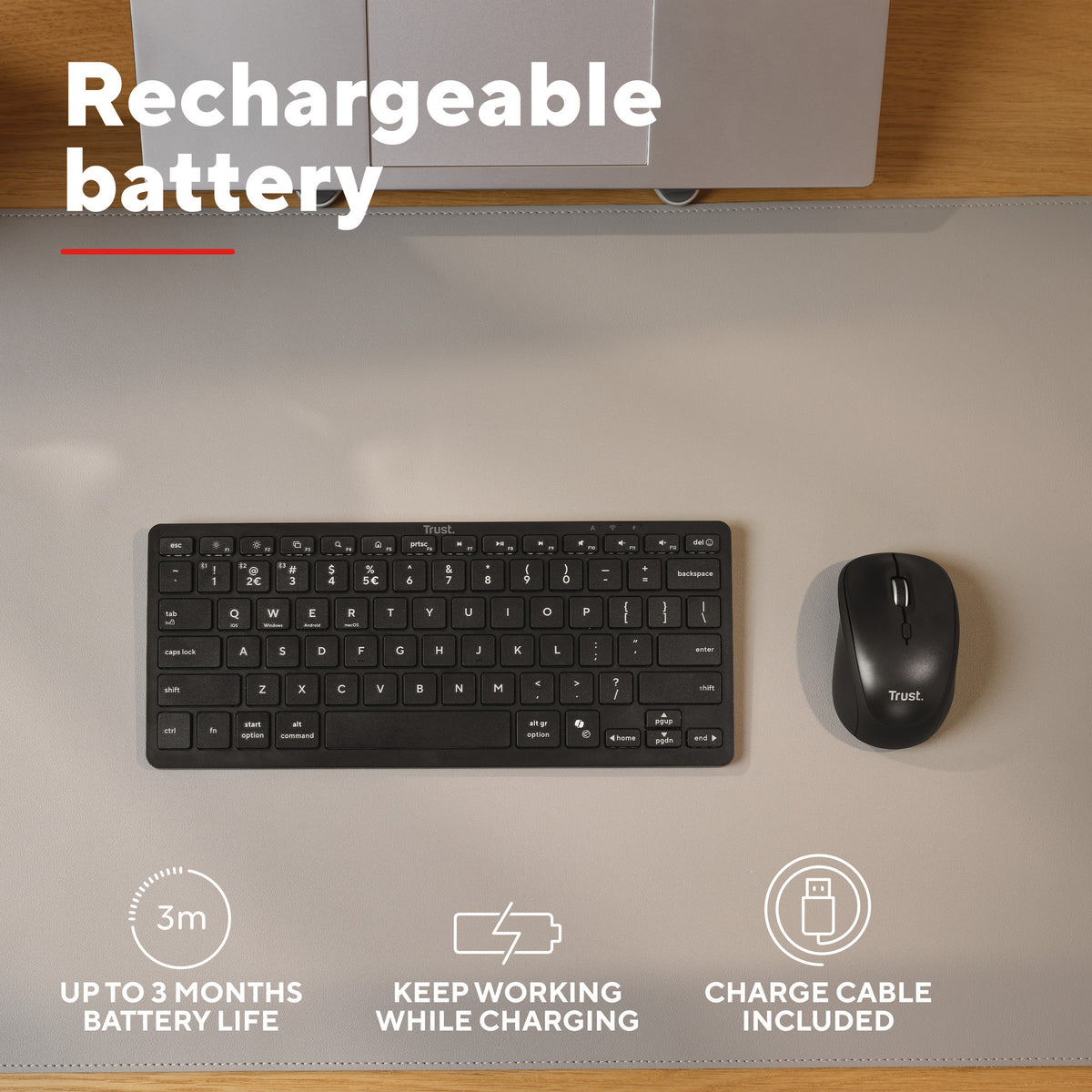 Trust nado ii bluetooth-tastatur (sort, us-layout (qwerty), saksekontakter, 80% (tkl), bluetooth)