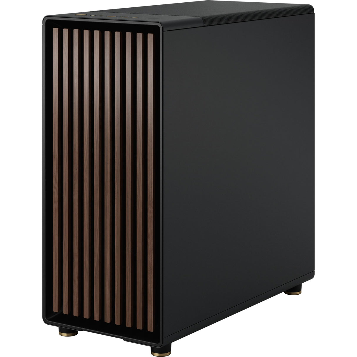 Fractal design nord midi tårnhus (sort træ farve | 2x USB-A | 1x USB-C | hærdet glas)